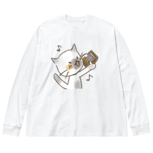 わいわいカリンバにゃんこ ビッグシルエットロングスリーブTシャツ