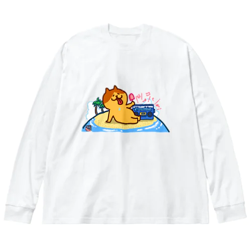 メタボ猫さんの夏休み ビッグシルエットロングスリーブTシャツ