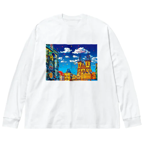 チェコ プラハの天文時計とティーン教会 Big Long Sleeve T-Shirt
