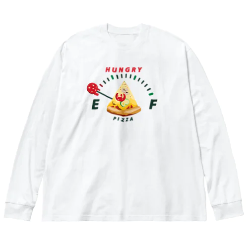 腹ペコゲージ　ピザ　A*Ｌ配置 ビッグシルエットロングスリーブTシャツ