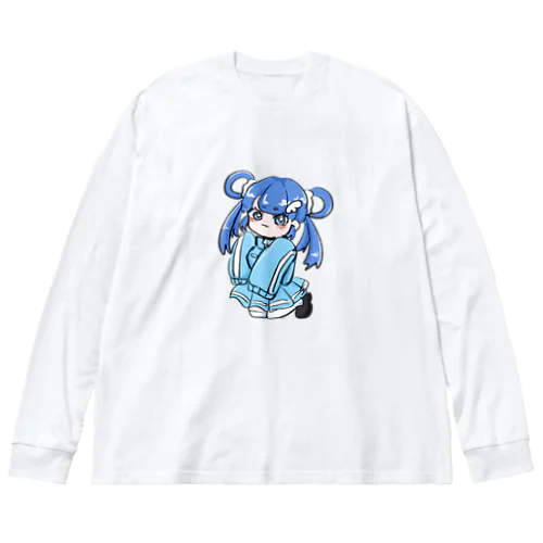 水色ジャージちゃん(透過) ビッグシルエットロングスリーブTシャツ