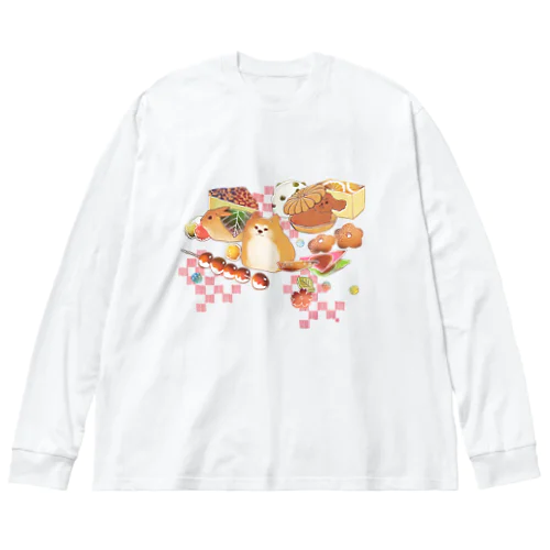 もふもふ和菓子ちゃん ビッグシルエットロングスリーブTシャツ