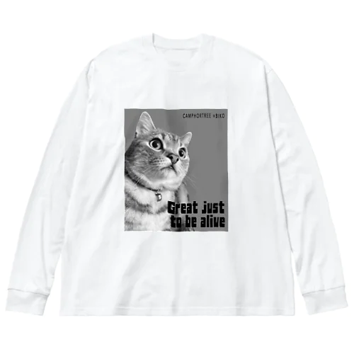 BIKO　(Great just  to be alive) white Big Long Sleeve T-Shirt