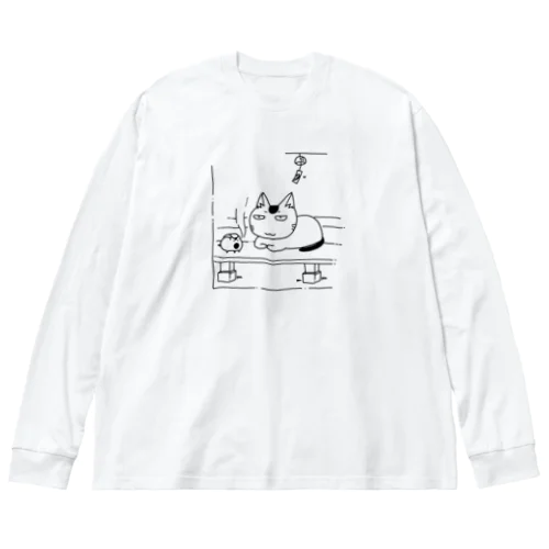 縁側にゃんこ ビッグシルエットロングスリーブTシャツ