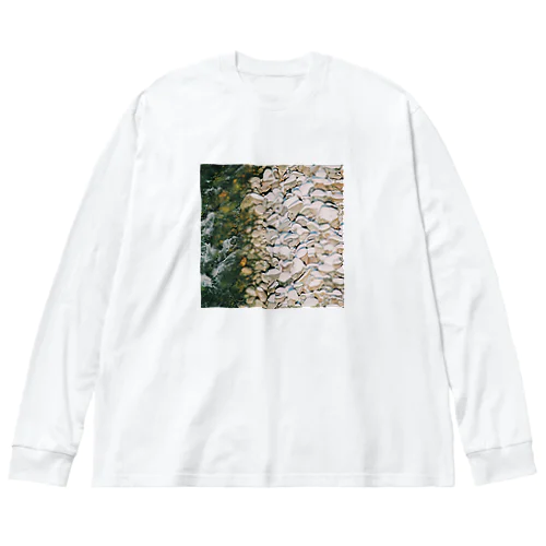 河原の石と雪 Big Long Sleeve T-Shirt