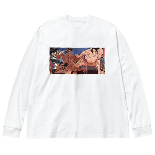 UKIYOE SUMOU 浮世絵 歌川国芳 大相撲 ビッグシルエットロングスリーブTシャツ