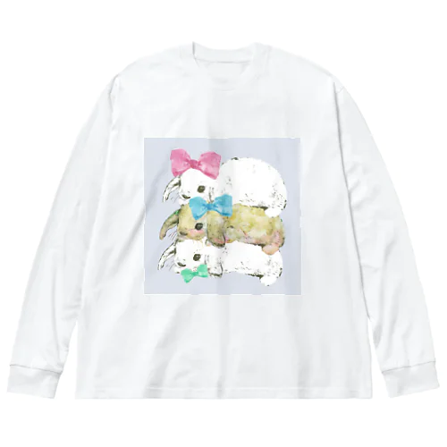 三つ子のたれ耳ウサギ ビッグシルエットロングスリーブTシャツ