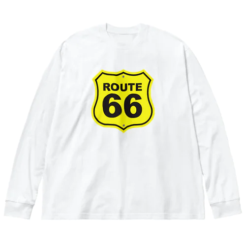 U.S. Route 66  ルート66　イエロー ビッグシルエットロングスリーブTシャツ