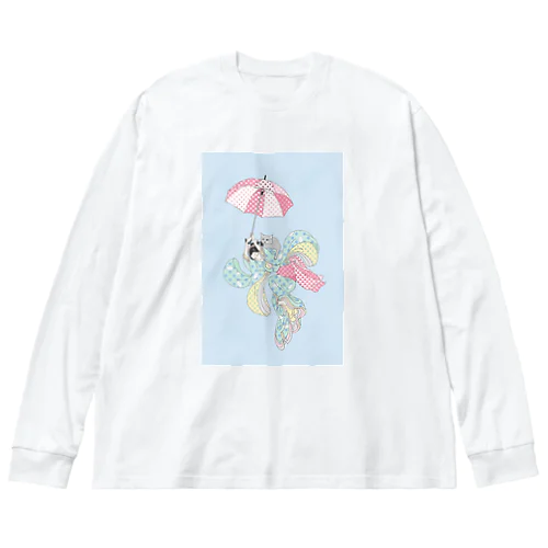 傘じゃ飛べんでしょ... #ねこのきもち Big Long Sleeve T-Shirt