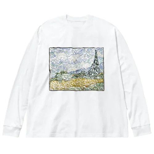 ゴッホ/糸杉のある麦畑 Big Long Sleeve T-Shirt