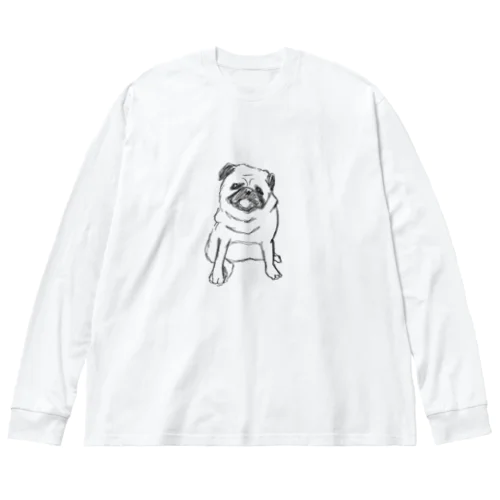 鉛筆パグ ビッグシルエットロングスリーブTシャツ