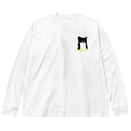 黒チワワ癒し犬 ビッグシルエットロングスリーブTシャツ