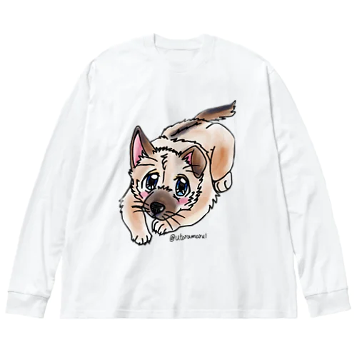 泥棒フェイスの子犬 ビッグシルエットロングスリーブTシャツ