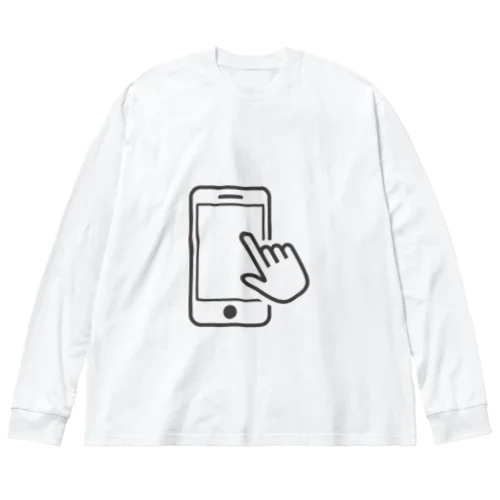 スマホいじってます ビッグシルエットロングスリーブTシャツ