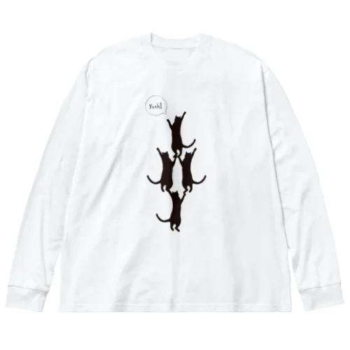 頑張る黒猫さんたち Big Long Sleeve T-Shirt