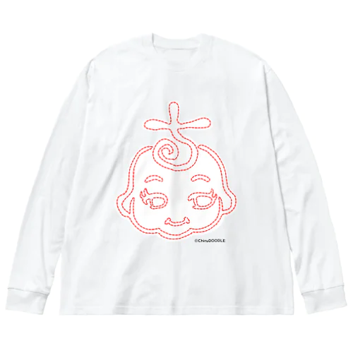 点線ちるピー　赤 ビッグシルエットロングスリーブTシャツ