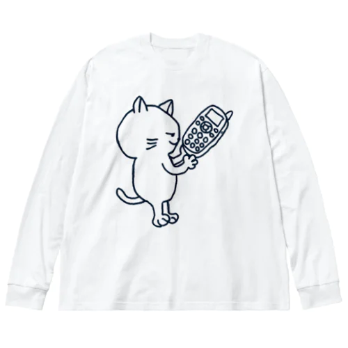 ガラケー猫 ビッグシルエットロングスリーブTシャツ