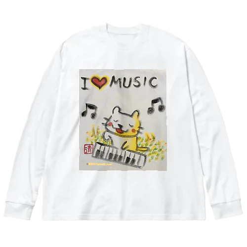 ピアノねこちゃん piano kitty ビッグシルエットロングスリーブTシャツ