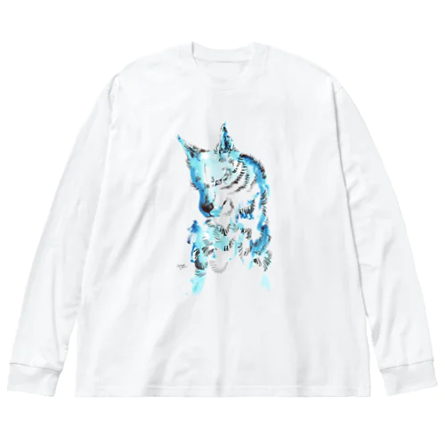 Watercolor wolf ビッグシルエットロングスリーブTシャツ