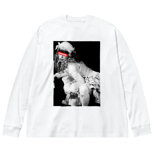 【DAMARE】女装おじさん（モノトーンドット） Big Long Sleeve T-Shirt