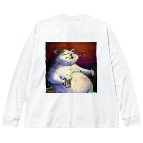 ビールを飲む太った猫_01 Big Long Sleeve T-Shirt