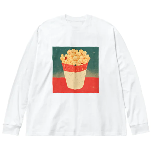 レトロなポップコーンイラスト Big Long Sleeve T-Shirt