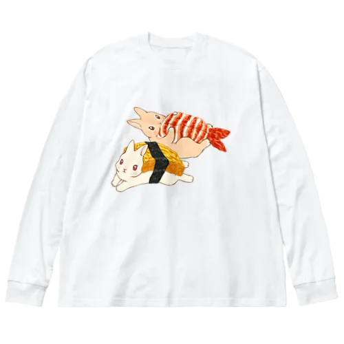 うさ寿司　たまご＆えび ビッグシルエットロングスリーブTシャツ