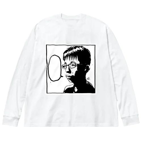 チー牛を描いた本人が出すグッズ【No.001-モノクロ】 Big Long Sleeve T-Shirt