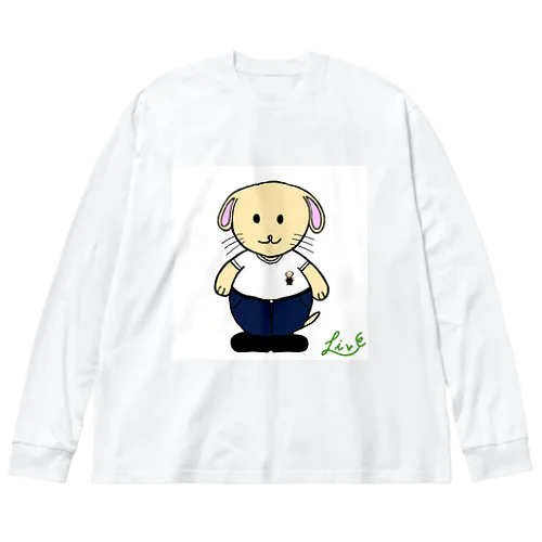 白リブTリブ Big Long Sleeve T-Shirt