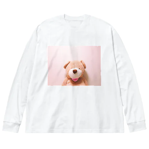 くまのぬいぐるみ ピンク ビッグシルエットロングスリーブTシャツ