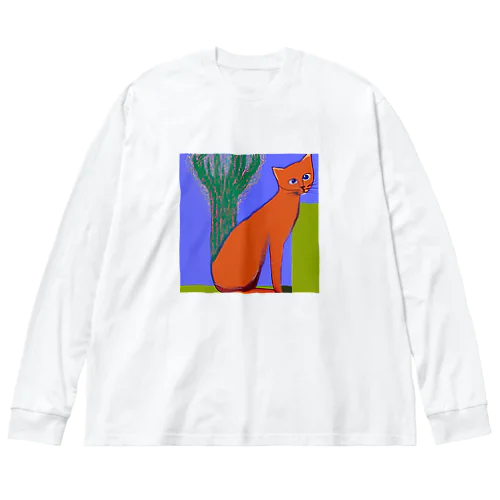 背中のかゆい猫がサボテンを利用している Big Long Sleeve T-Shirt