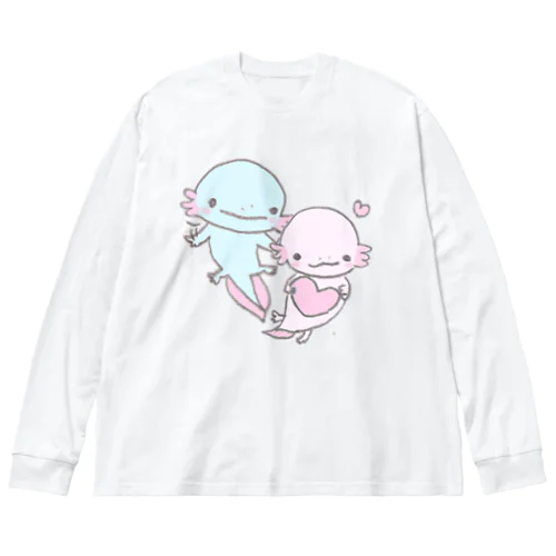 かわいいウーパールーパー ビッグシルエットロングスリーブTシャツ