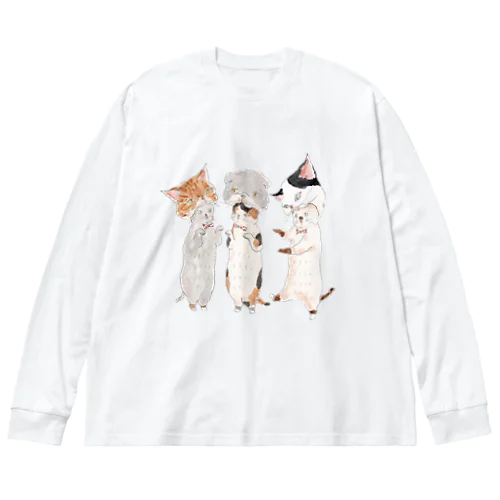 ねこがぶりにゃんこ ビッグシルエットロングスリーブTシャツ