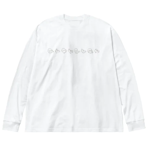 ぷぷまる　おいかけっこ クロ線 ビッグシルエットロングスリーブTシャツ