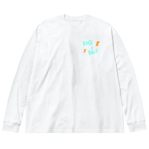 稲妻ロカビリー前後（グリーン） ビッグシルエットロングスリーブTシャツ