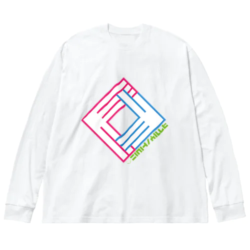 狐の窓 (ライン：ピンク×水) Big Long Sleeve T-Shirt