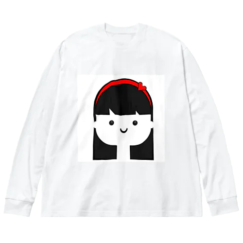 可愛い黒髪少女 ビッグシルエットロングスリーブTシャツ