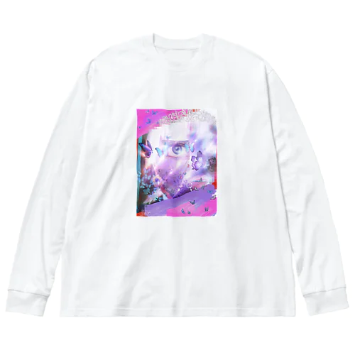 ピンク目の蝶々 Big Long Sleeve T-Shirt