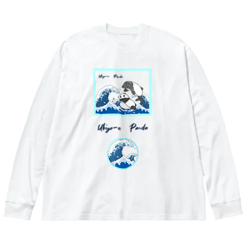 浮世絵　パンダ　ぱんだイルカ　書道　習字　波　海でジャンプ Big Long Sleeve T-Shirt