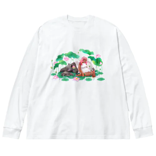 獏睡の朝 ビッグシルエットロングスリーブTシャツ