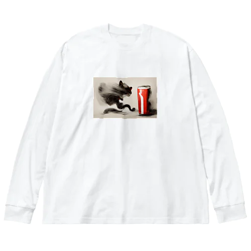 躍動感のある猫とコーラ Big Long Sleeve T-Shirt