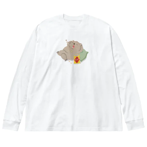 スナック菓子を食べながらダラダラするウォンバット ビッグシルエットロングスリーブTシャツ