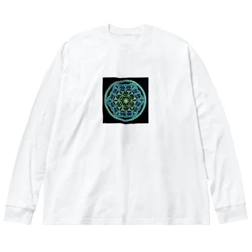 フラワーオブライフ点描画 Big Long Sleeve T-Shirt