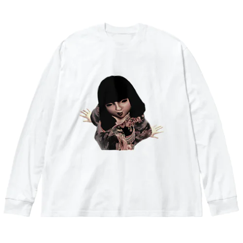 不気味 ダーク 怖い 日本人形 Big Long Sleeve T-Shirt