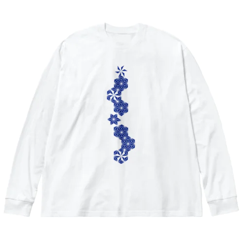 麻の葉NAVY ビッグシルエットロングスリーブTシャツ