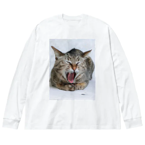 雉猫大欠伸 ビッグシルエットロングスリーブTシャツ