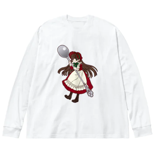 ティースプーンを持った小さな女の子5 ビッグシルエットロングスリーブTシャツ