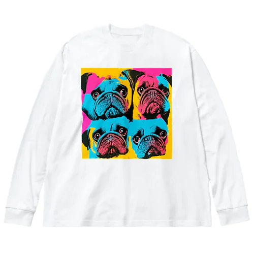 surprised face pug ビッグシルエットロングスリーブTシャツ