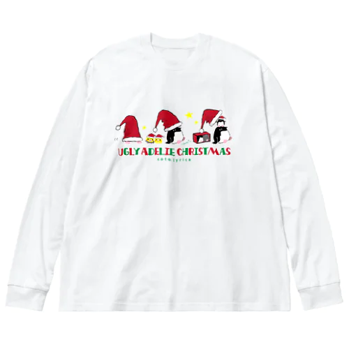 UGLY ADELIE CHIRISTMAS 0586 アデリーペンギン サンタ帽子 横並び ビッグシルエットロングスリーブTシャツ