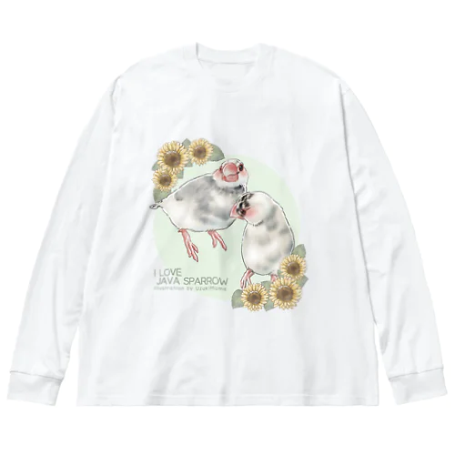 【No.1】I LOVE JAVA SPARROW（ごま塩柄） ビッグシルエットロングスリーブTシャツ